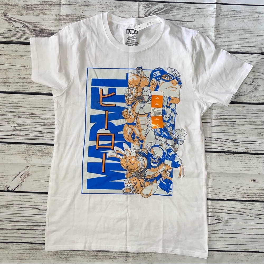 Marvel Mens (M) 38/40 TShirt Graphic print Marvel group White